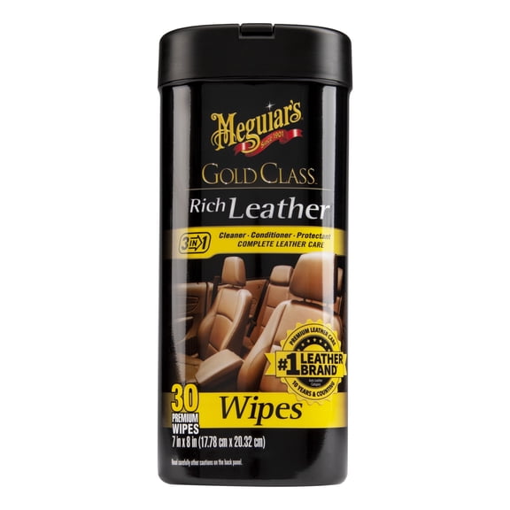 Meguiar's Gold Class Rich Leather Cleaner & Conditioner Wipes, 30 Wipes