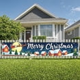 thumbnail image 3 of Winter Theme Christmas Banner Snowy Scene Xmas Banner Santa Sleigh Reindeer Pattern Holiday Banner for Christmas Party Winter Celebration Holiday Decoration, 3 of 9