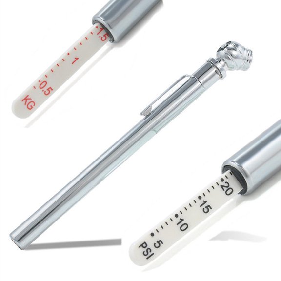 Anvazise Auto Car Vehicle Motor Tyre Tire Air Pressure 5-50PSI Mini Test Meter Gauge Pen Silver One Size