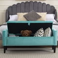 thumbnail image 2 of Domicare Velvet Storage Ottoman Bench with Lid, Ottoman with Storage for Living Room, Storage Ottoman Bench & End of Bed Bench, Upholstered Foot Rest,Teal, 2 of 12