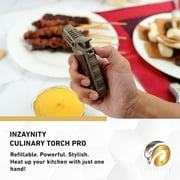Quad Torch Lighter - Handheld Blow Torch for Cooking, Soldering, Resin Art - Portable Torch with Adjustable Flame & Ignition Lock - Luxurious Kitchen Torch & Gift Box by inZaynity - Steel Brown