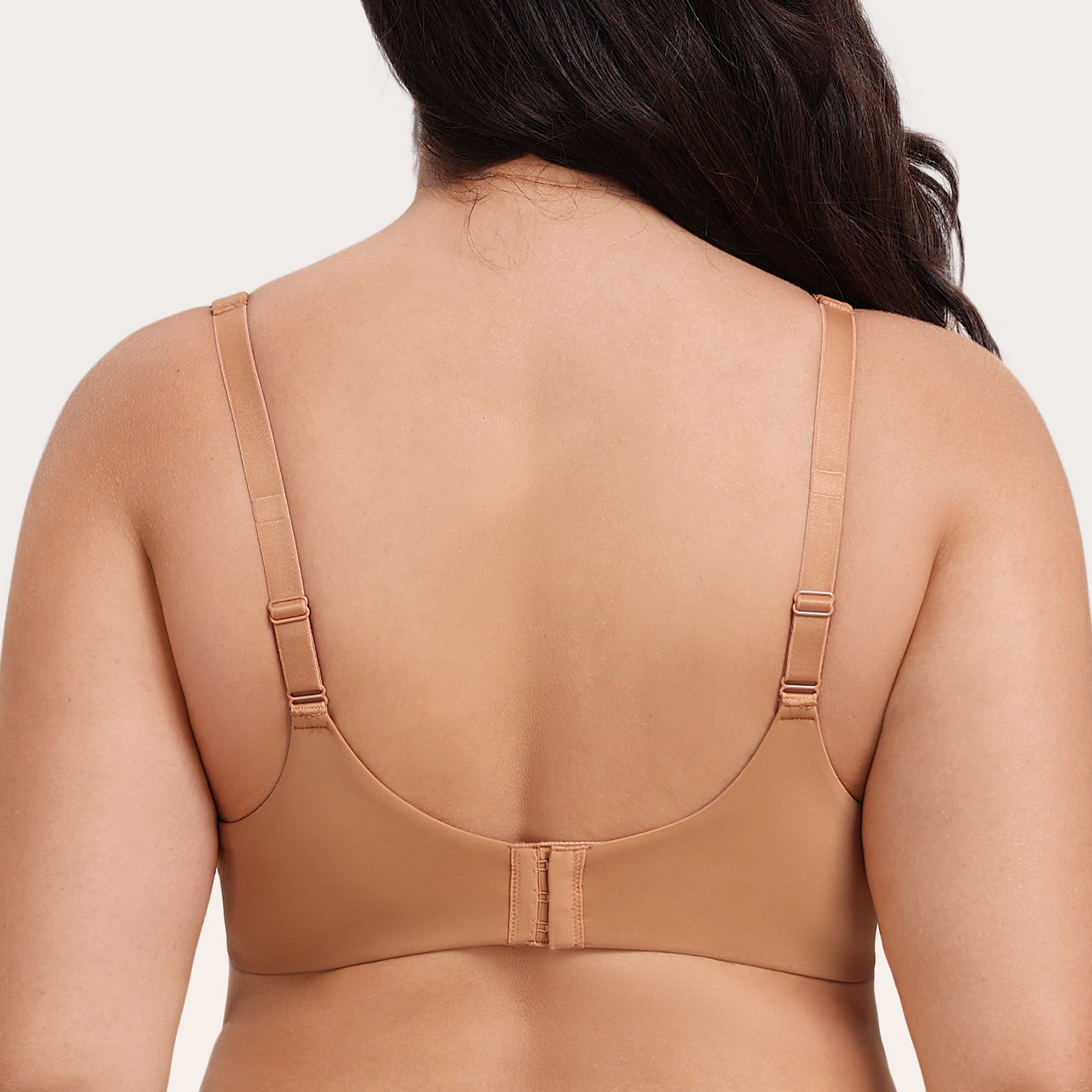 MELENECA Women's Plus Size Minimizer Underwire Full Coverage Unlined Seamless Cup Bras Taupe 40C