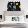 thumbnail image 4 of Blue Yellow Floral Kitchen Curtains Short 54 Inch Length, Spring Summer Pastoral Plant Leaf Grommet Top Bedroom Living Room Curtains, Light Filtering Cafe Curtain Drapes 2 Panels Set 84''x54'', 4 of 9