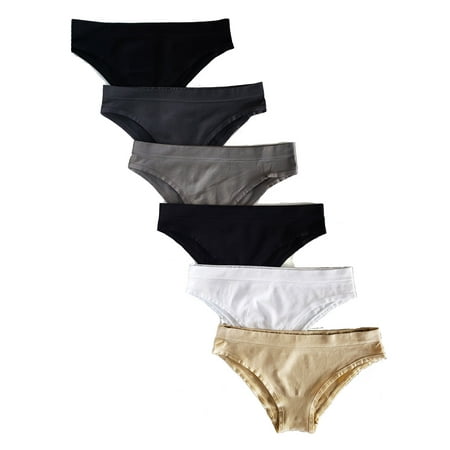 

Kalon Women s 6-Pack Soft Stretch Cheekini Bikini Panties (X-Small Basics)