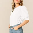 thumbnail image 4 of ALLLIST Womens Tops White Crew Neck Cropped Short Sleeve Solid T-Shirts Spring Blouses XL, 4 of 6