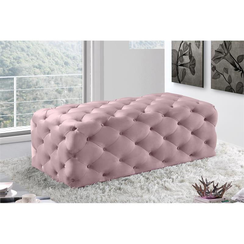 Casey Pink Velvet Ottoman/BenchColorPink Velvet,StyleContemporary