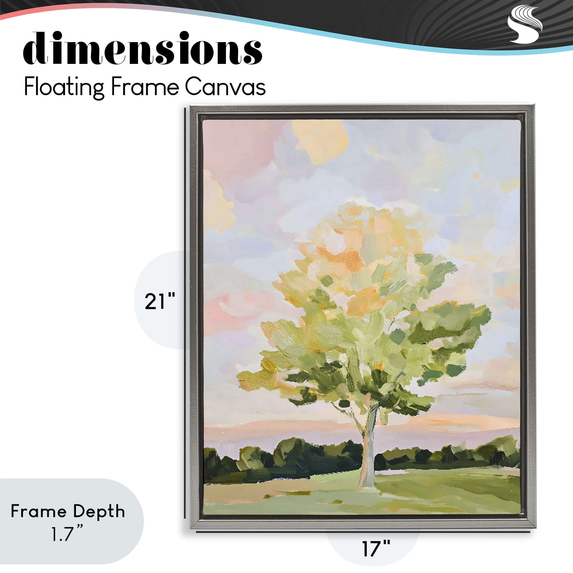 Stupell Industries Sunlit Tree Landscape Impression Gray Framed Floater Canvas Wall Art, design by The Prints Vibe