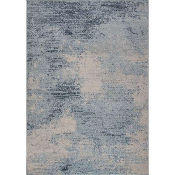 Ladole Rugs  Abstract Style Modern Durable European Indoor Blue Ivory Rustic Runner Rug Carpet, 3x5 (2'7" x 4'11", 80cm x 150cm)