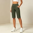 thumbnail image 5 of Knee Length Shorts Women Bermuda Summer Stretch Loose Capris High Waisted Athletic Capri with Pockets Army Green XL, 5 of 8