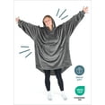 thumbnail image 6 of Bare Homey Adult Size Microplush Wearable Blanket, Round Trapezoid Pocket, Gray, 6 of 8