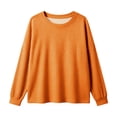 thumbnail image 5 of Womens Oversized Long Sleeve Pullovers Solid Color Crewneck Long Sleeve Casual Tops Waffle T-shirt, 5 of 5