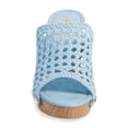 thumbnail image 3 of FSJ Women Platform Chunky Heel Sandals Braided Open Toe Slip On Wide Band Wooden Block Mules Shoes Size 10 Blue, 3 of 4