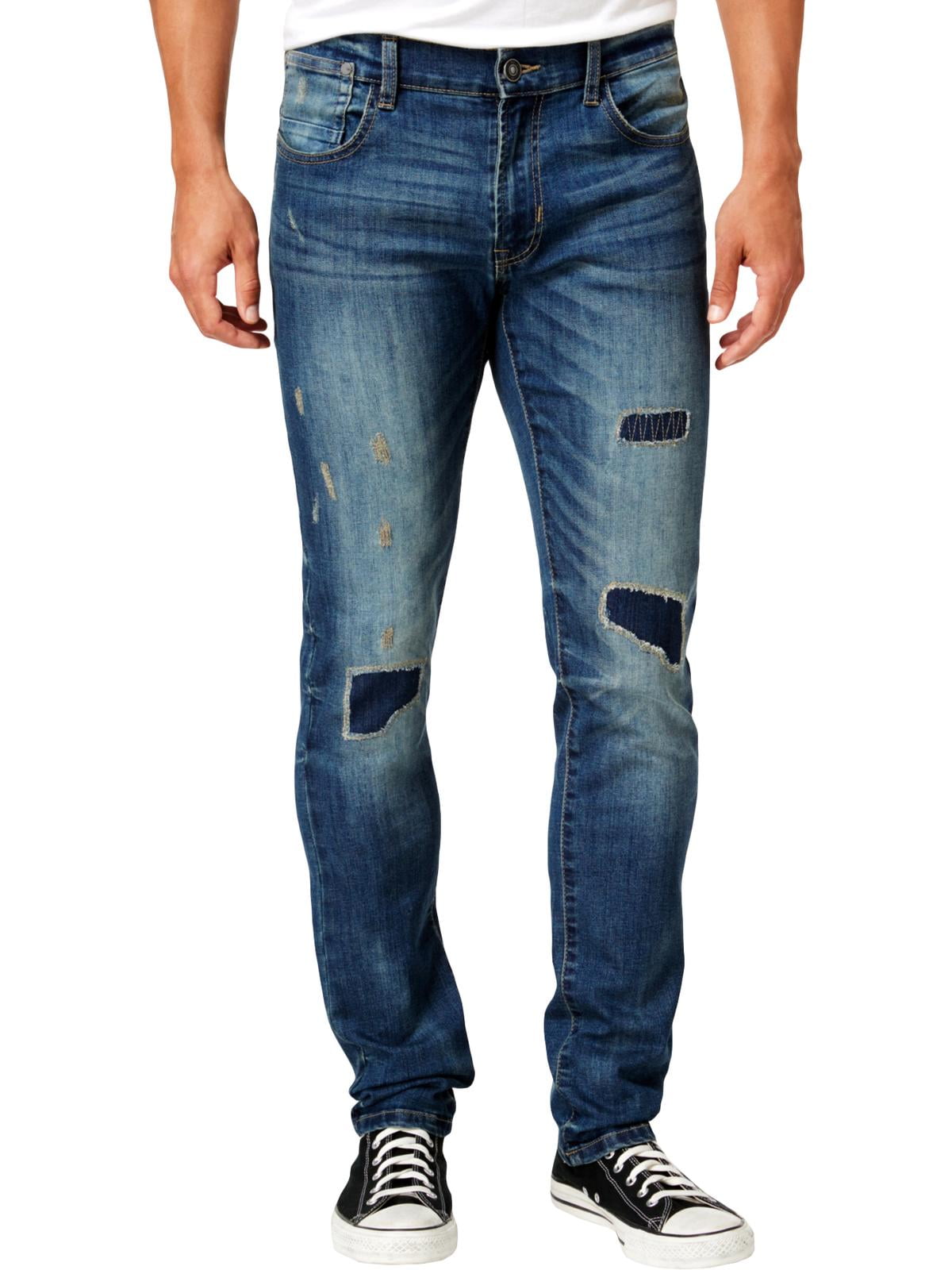 Ring Of Fire Mens Patch Slim Fit Jeans 