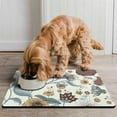thumbnail image 2 of Wildflower Floral Pet Food Mat - Absorbent Dog Feeding Mat with Butterfly Illustration, Eco-Friendly & Washable, 2 of 3