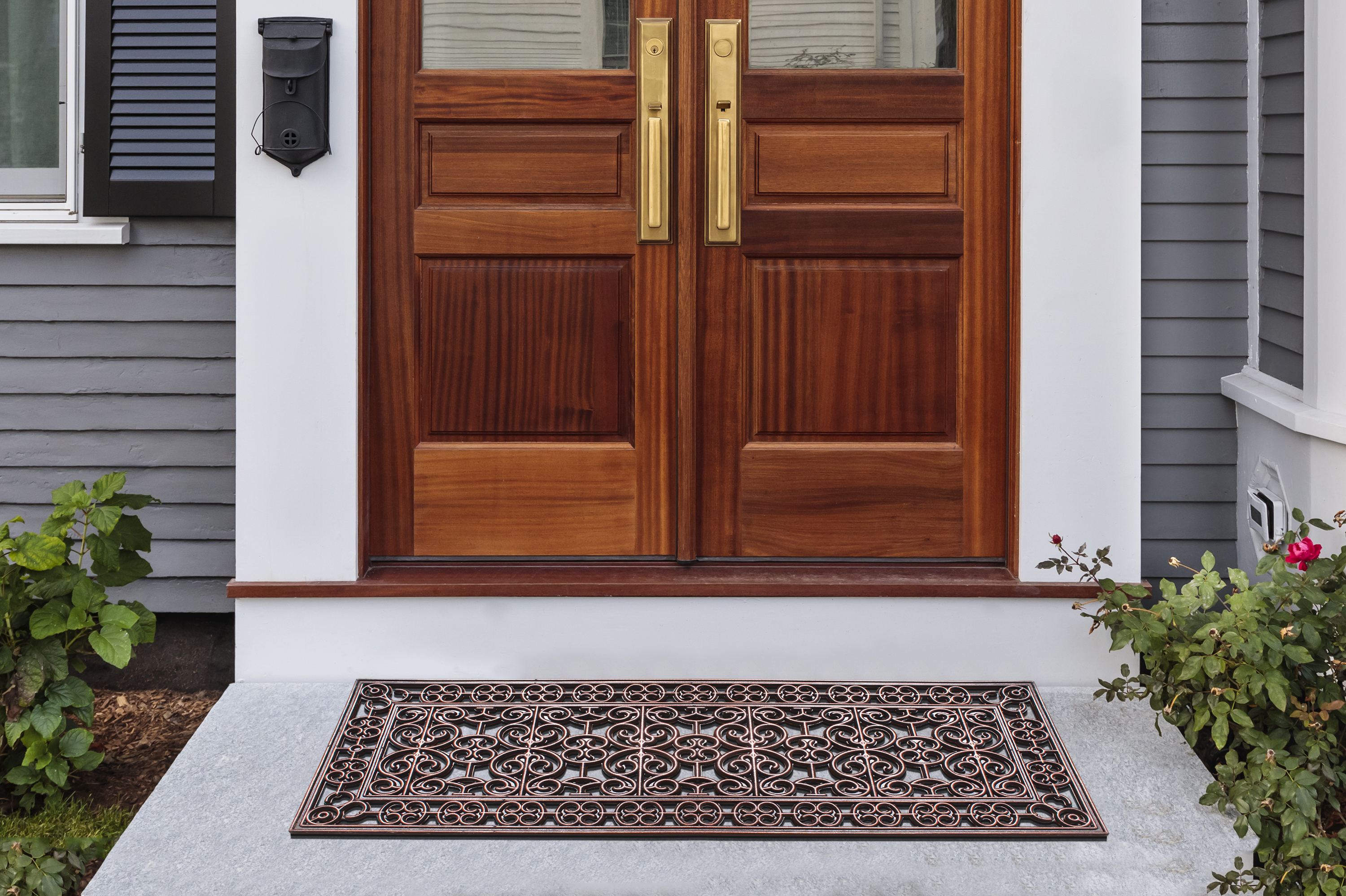 A1 Home Collections A1hc Paisley Black 18 in x 48 in Rubber and Coir Thick Non-Slip Backing Durable Doormat for Outdoor Entrance