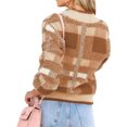 thumbnail image 5 of Womens Long Sleeve Cardigan Sweaters Plaid Fuzzy Knit V Neck Button Down Cardigans, 5 of 6