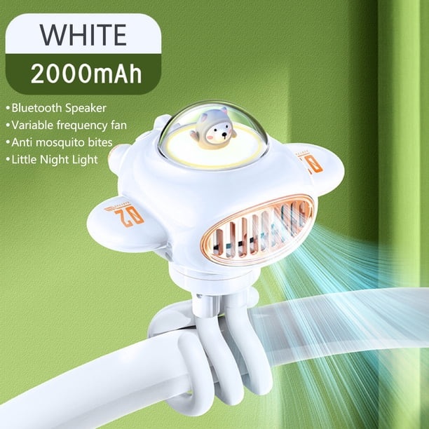 Xihbxyly Las mejores ofertas de liquidación de hoy Lindo ventilador para mascotas, repelente de mosquitos para cochecito de bebé, giratorio, silencioso, altavoz USB de viento fuerte, ventilador peque