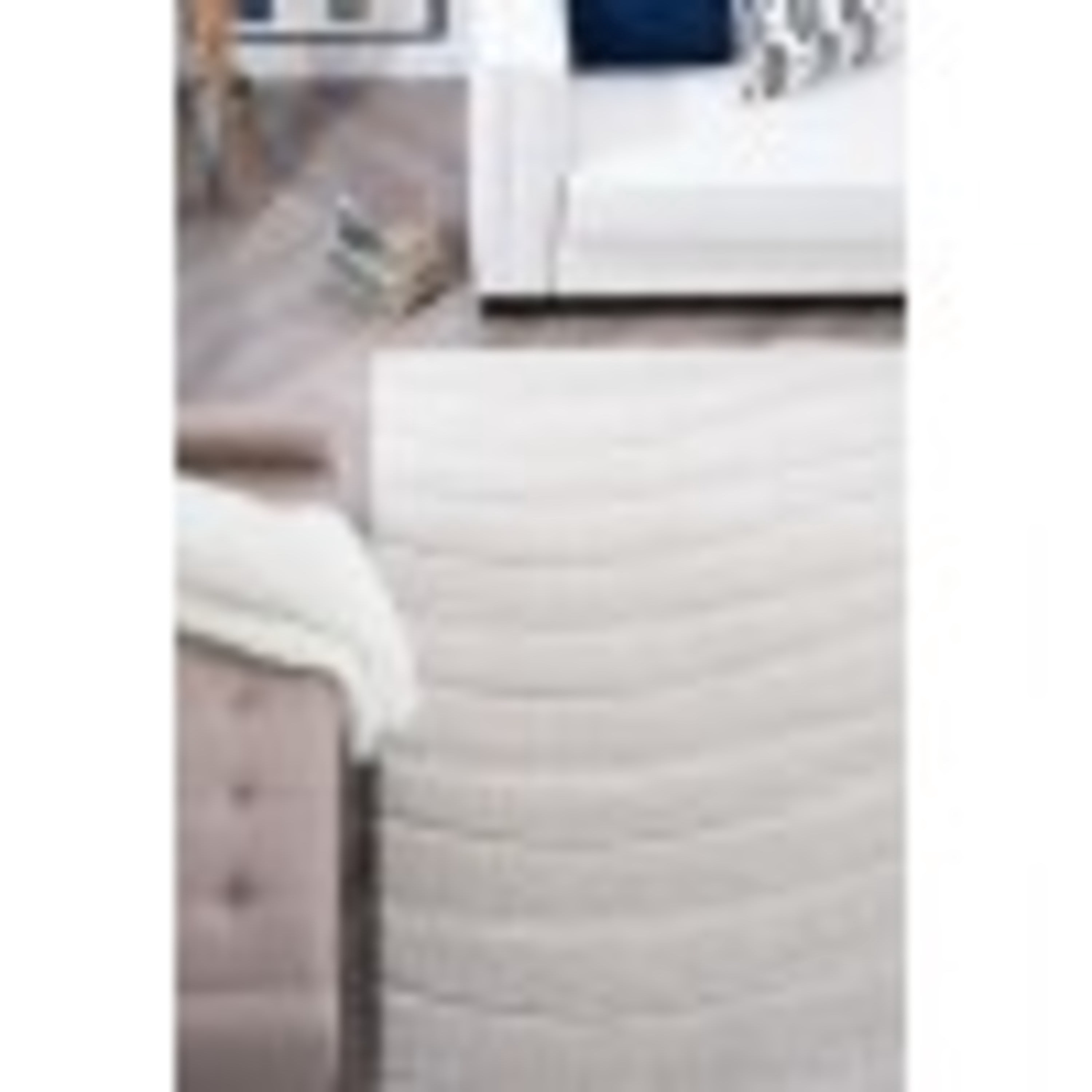 Contemporary 7x10 Area Rug Shag Thick (6'7'' x 9'6'') Stripe Cream, Cream Living Room Easy to Clean