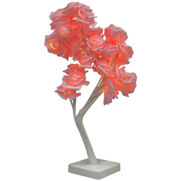 TEHAUX  Rose Tree Table Light Home Lamp Decor Pink for Bedroom Small Cordless Girl