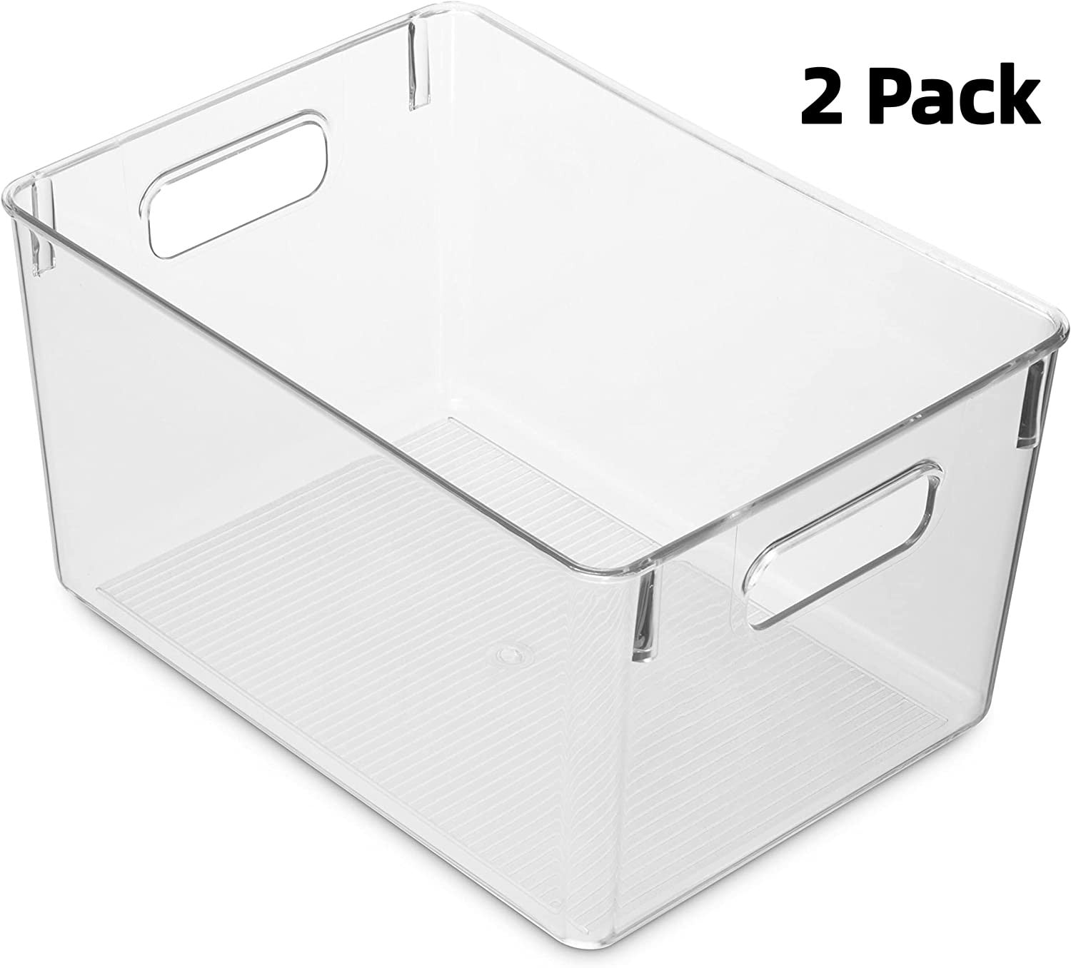 Clear Plastic Organizer Bins for Kitchen Pantry Shelf Freezer