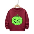 thumbnail image 3 of Girls Sweatshirt Boys Glow Halloween Print Fleece Hoodless Long Sleeve Pullover Red 7-8 Years, 3 of 4