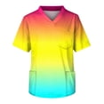 thumbnail image 3 of Domuza Scrub Tops for Men Tie-Dye Gradient Short Sleeve V Neck Carer Uniform Plus Size Soft Comfy Medical Workwear with 3 Pockets Light Blue 3XL, 3 of 4