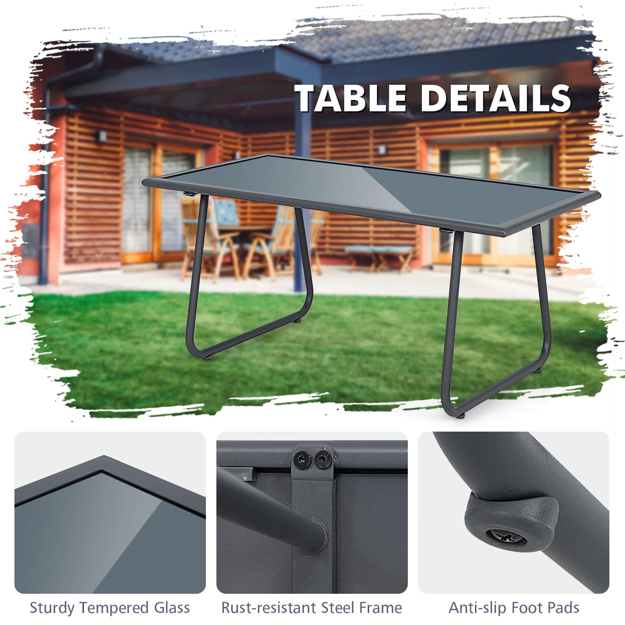 Costway 4-Piece Metal Patio Furniture Chat Set Outdoor Conversation Table Garden