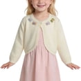 thumbnail image 5 of Sentuca Toddler Girls Cardigan Sweater Long Sleeve Short Bolero Shrug Knit Cardigan Jacket Summer Thin Cute Button Tops Size 1-2Y White, 5 of 7