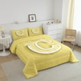 thumbnail image 3 of Feelyou Yellow Bowknot Bedding Queen Comforter Set, Initial Letter C Down Comforter, Cartoon Monogrammed Reversible Comforters & Duvets, Breathable Bedroom Decorative, 3pcs, 3 of 8