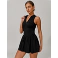 thumbnail image 3 of AEXTO Womens Tennis Golf Dress with Built-in Bra Shorts Zipper Slim Fit A-line Hem Skirt Athletic Dresses with Pockets, 3 of 7