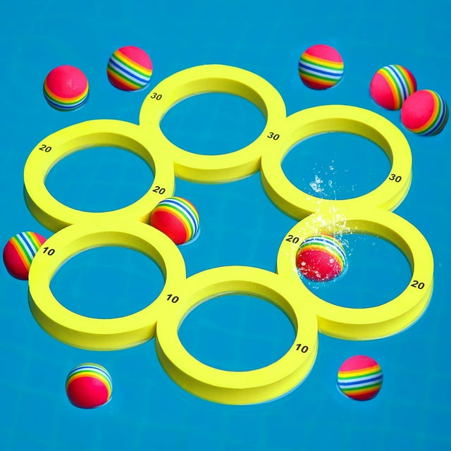 HUASHENG Pool Game With Score Combo Pool Floats With 10 Colorful Tossing Toss Game Swimming Toys Accessories For Family Par Dive Rings