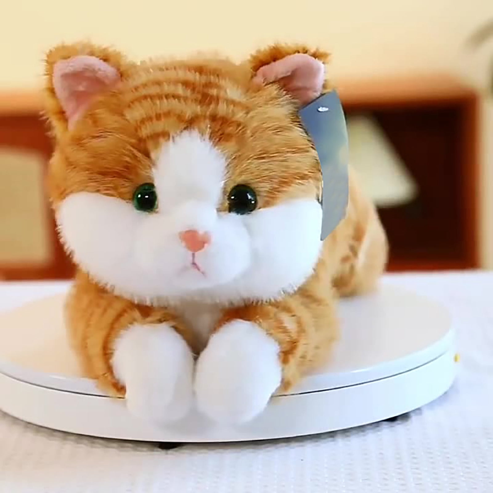 Weighted Cat Stuffed Animal Realistic Stuffed Cat Toy Throw Pillow Soft and Cuddly Weighted Cat Stuffed Animal for Stress Relief and Comfort,yellow