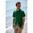thumbnail image 3 of Aiyino Men's Casual Button Down Hawaiian Shirt Men Beach Vacation Outfit T Shirt ，Green S, 3 of 9
