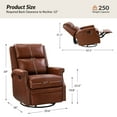 thumbnail image 5 of Genuine Leather Swivel Rocker Recliner Wingback Transitional Set of 2 Brown, 5 of 7