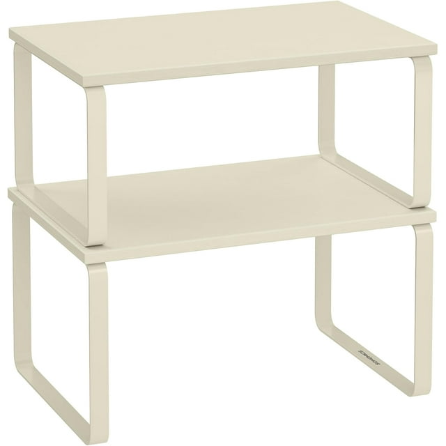 SONGMICS Estante para Especias, Juego de 2, Organizador de Armario, Estante de Almacenamiento de Cocina Extensible, Blanco Nube