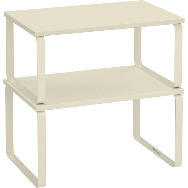 SONGMICS Estante para Especias, Juego de 2, Organizador de Armario, Estante de Almacenamiento de Cocina Extensible, Blanco Nube