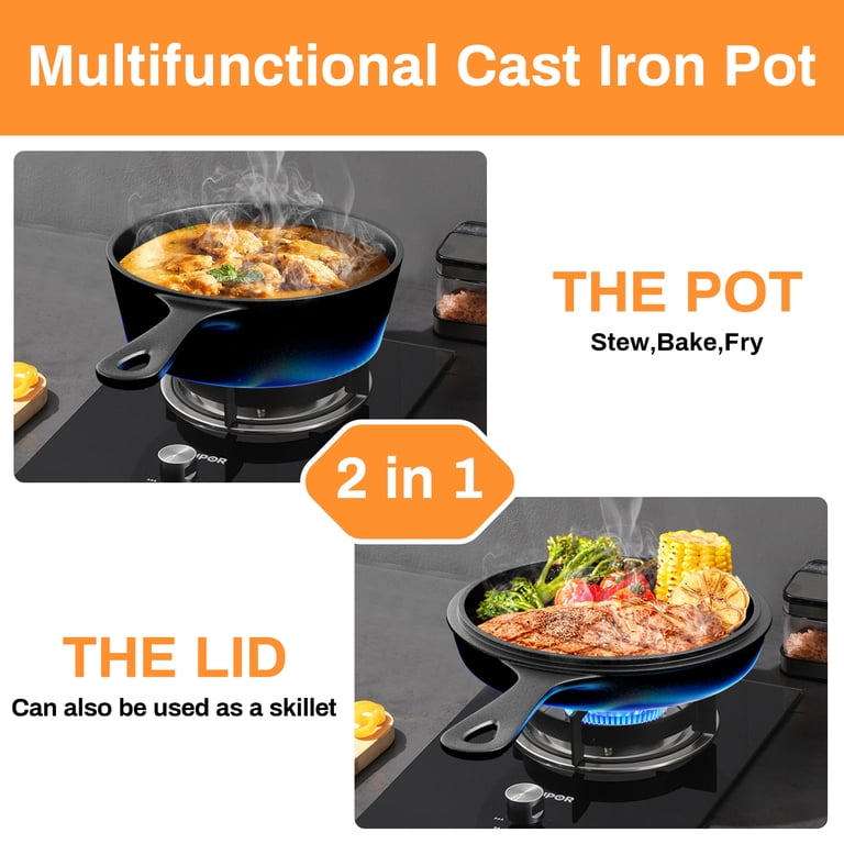 TLGREEN 2-in-1 Cast Iron Dutch Oven & Skillet Combo photo 7