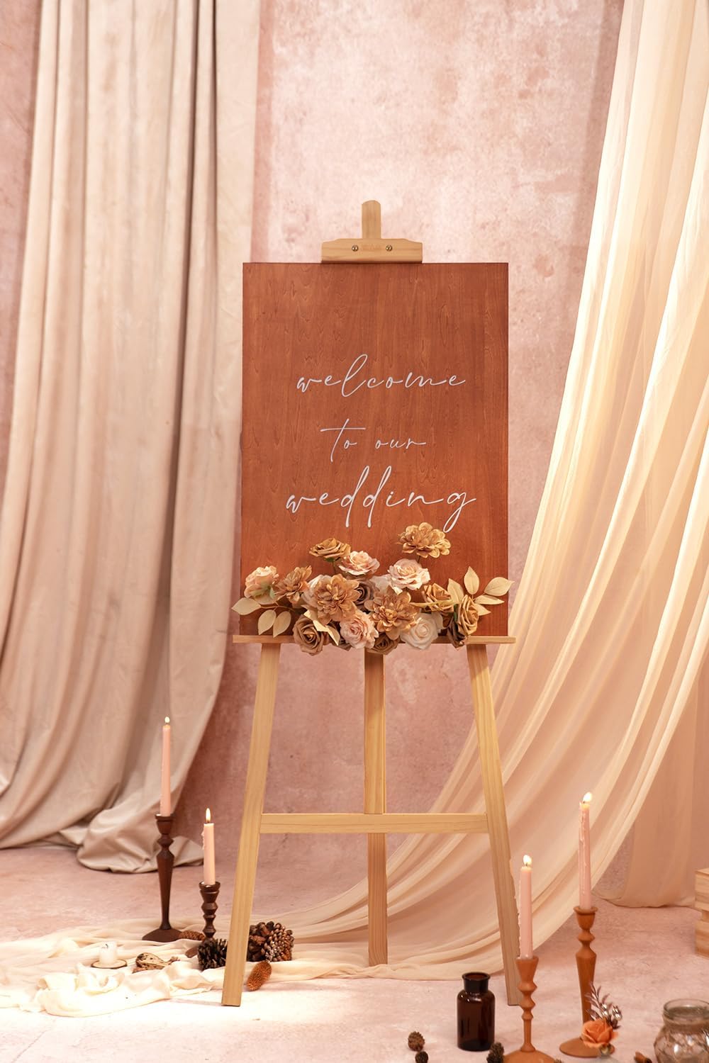 TArtificial Flowers, Fake Rose Silk Dahlia with Stems for DIY Bridal Wedding Bouquets Baby Shower Floral Arrangements Centerpiece Table Party Home Decorations(Dark Milk Tea)