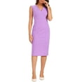 thumbnail image 1 of Vestido de tubo sin mangas para mujer Inspire Chic, con escote en V, cinturón, vestido lápiz para el trabajo, color púrpura claro, talla L, 1 of 5