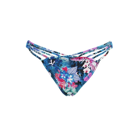 Sundazed Womens Blue Multi Floral Print Strappy Hipster Bikini Bottom M