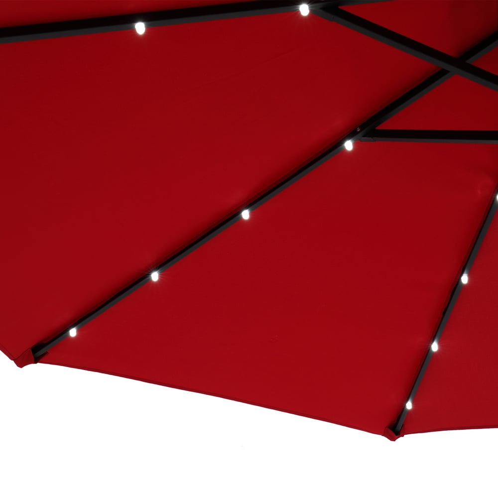 Kepooman 9FT Patio Umbrella, Outdoor Round Umbrella with Lamp Beads for Garden Deck Pool Patio, Without Base, Wine Red Kepooman 9FT Patio Umbrella, Outdoor Round Umbrella with Lamp Beads for Garden Deck Pool Patio, Without Base, Wine Red