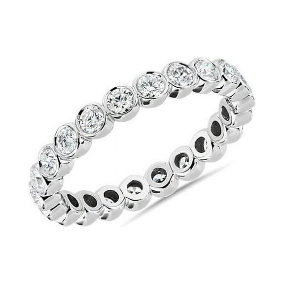 1.00 Carat Brilliant Round Cut Real Diamond Radiating Full Eternity Band for Women Solid 14K White Gold Size 7
