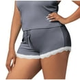 thumbnail image 4 of REALiKUN Dressy Sleepwear Shorts for Women Sexy Lace Hem Patchwork Shorts Drawstring Knitted Ribbed Pajama Shorts, 4 of 8