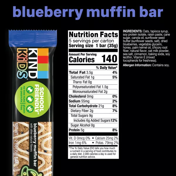 2x-KIND Kids Blueberry Muffin Oat 5 Bars - 6.2oz