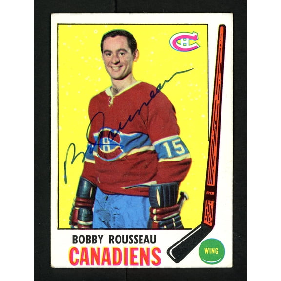 Bobby Rousseau Autographed 1969-70 Topps Card #9 Montreal Canadiens SKU #154241