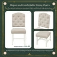 thumbnail image 7 of Retro 5-Piece Wooden Dining Table Set, Extendable Table with Butterfly Leaf & X-shaped Base and 4 Dining Chairs with Back Flared Legs & Button Tufting, Furniture Set for Kitchen Dining Room, Oak, 7 of 7