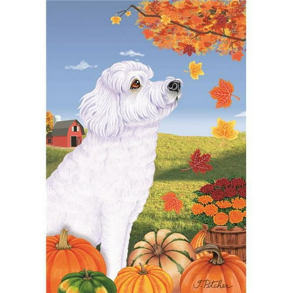 Best of Breed TP672851 Labradoodle White Autumn Leaves Garden Flag