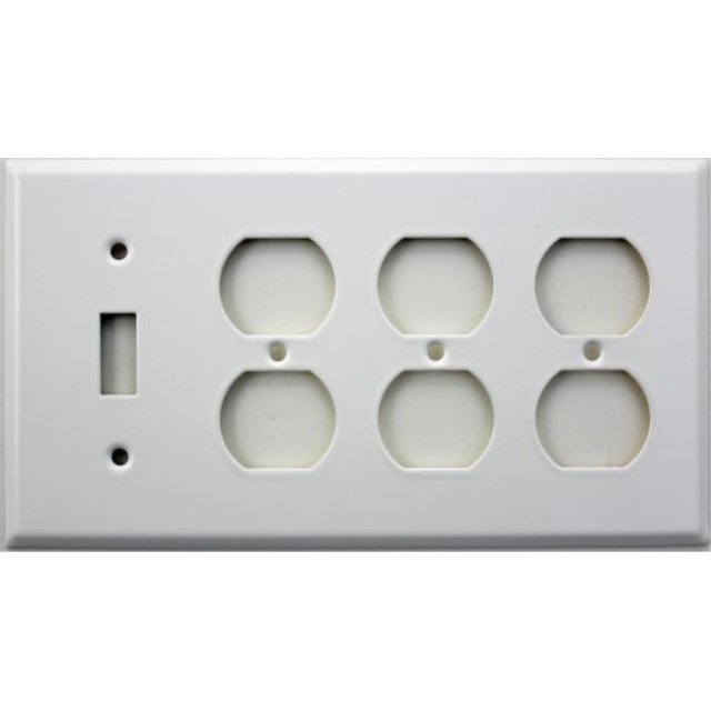 Stamped Steel Smooth White 4 Gang Wall Plate One Toggle Switch 3