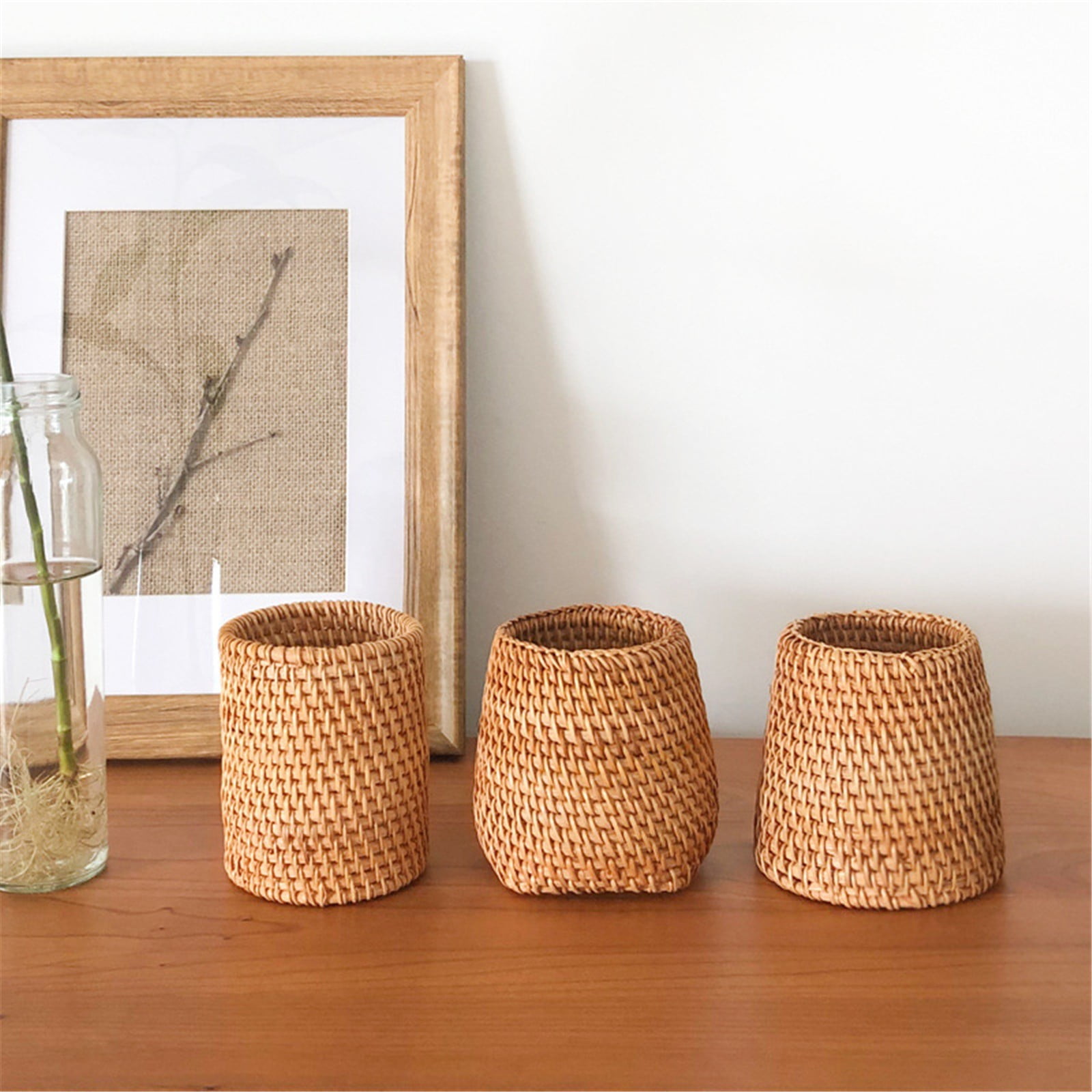 Clearance Office cabinet under $8,Hand Woven Tea Braided Pen Pen Holder Handmade Pen Storage Box Creative Pen Pen Cup Desk Storage Decoration 2PC