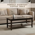thumbnail image 3 of Kawind Home Solid Wood Coffee Table, Dark Walnut Finish, Classic Living Room Centerpiece, 3 of 7